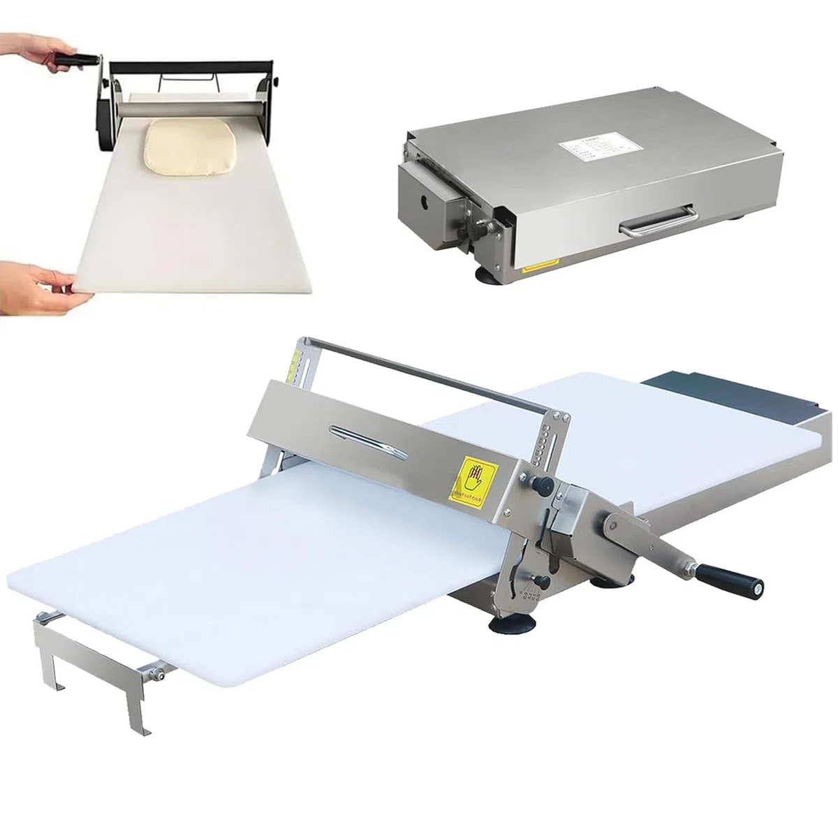 Sfogliatrice per Pasticceria e Pizza – Macchina Manuale in Acciaio Inox con Regolabile 0-25 mm, Design Pieghevole da Banco, Perfetta Come Sfogliatrice per Impasto 300-Model