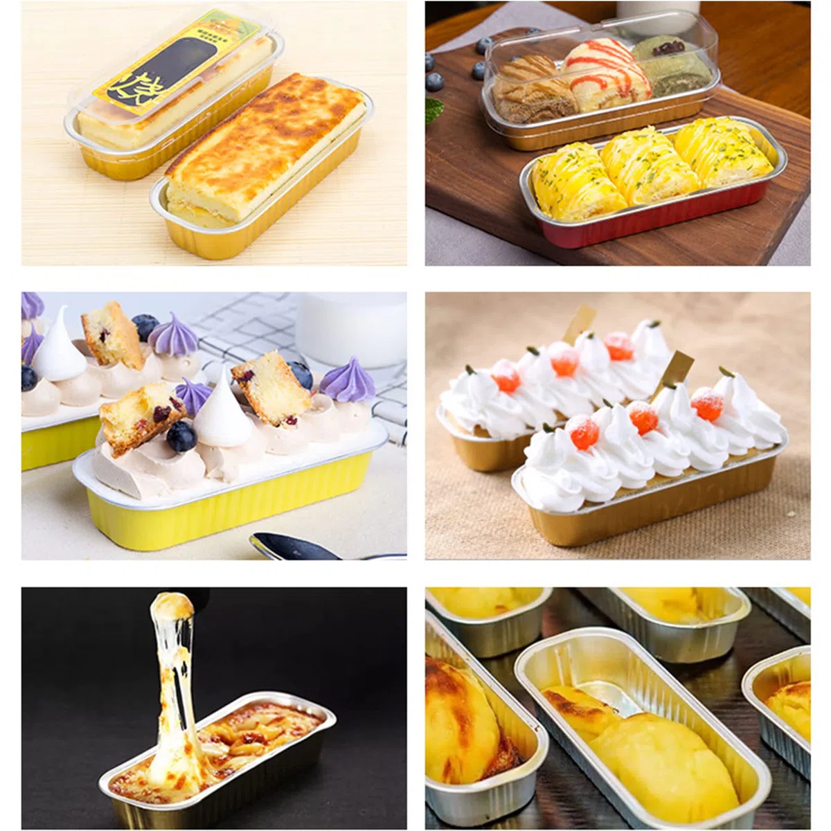 5PCS Scatola di Carta di Latta Friggitrici Ad Aria Forni Domestici Scatole di Carta di Stagno Barbecue Cottura di Alluminio Vassoi Rettangolari di Latta Vassoi