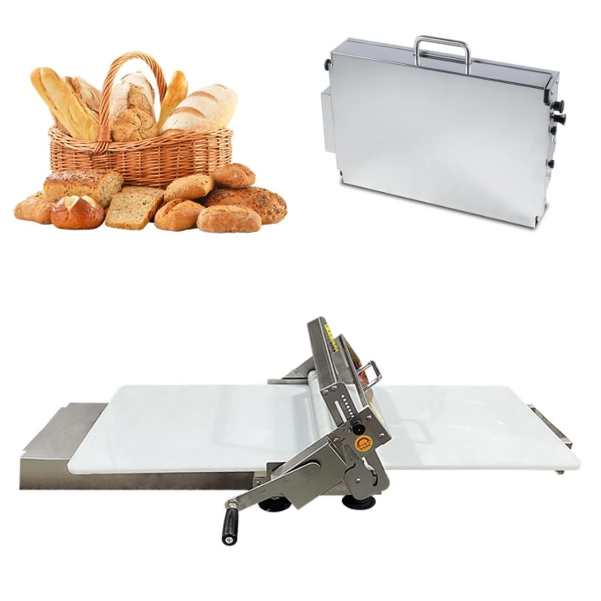 Sfogliatrice manuale professionale, macchina per pasta sfoglia, con spessori regolabili, per croissant, pizza e pasta, superficie antiaderente in PP,RS201