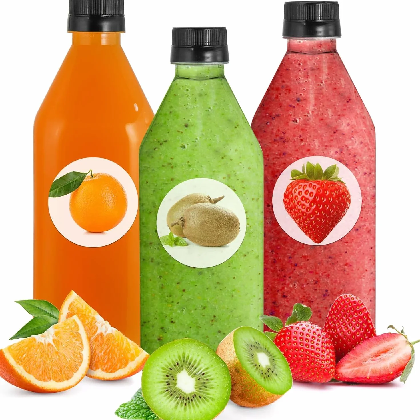 Coloch Confezione da 10 Bottiglie di Plastica per Succo da 33 Oz con Tappi Neri, Bottiglia Vuota Trasparente da 1L Bottiglia Riutilizzabile per Bevande in Plastica per Latte, Acqua, Succo, Bevande