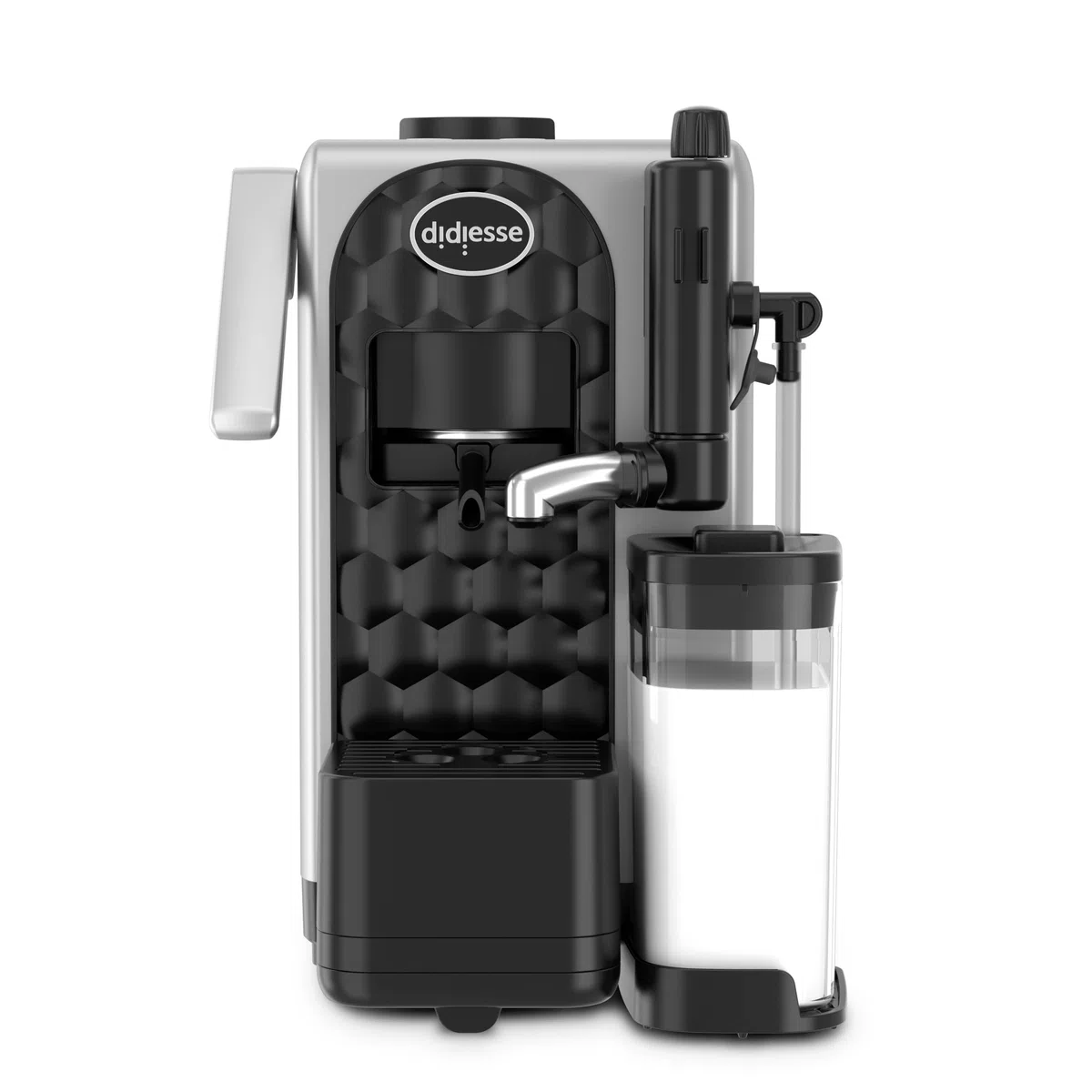 Didiesse MilkSide Macchina Caffè Espresso a Cialde e Latte Caldo, Cappuccinatore, Ampio Serbatoio Acqua da 1.3 L, Consumi 1850W, Funzione Stand-by (Colore Silver)