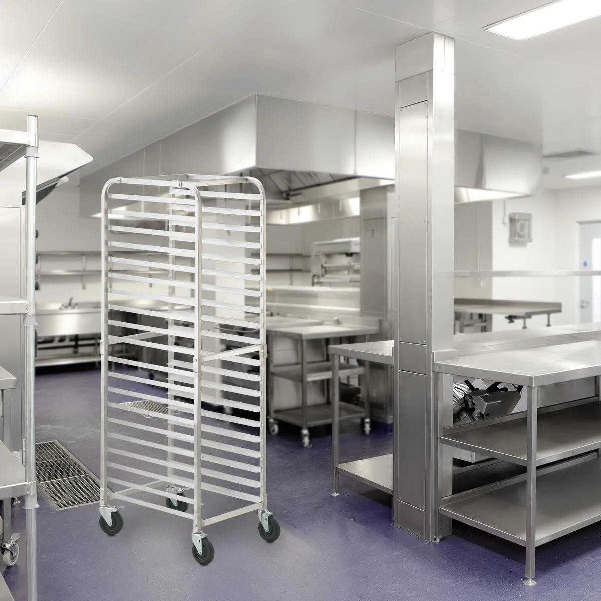 VEVOR Portateglie per panini, Scaffale per panetteria commerciale a 20 livelli con ruote con freno, Carrello in alluminio, Rastrelliera rapida per cucina domestica, 26"x20,4"x70"