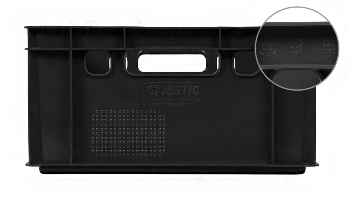 Set di 10 Casse Cassette Cestini Agricoli Jestic E2 | 60x40x20 cm | per Carne Pesce Frutta Verdura Dura Utensili Piante | CE 1935/2004 | Impilabili | Nere | in Plastica