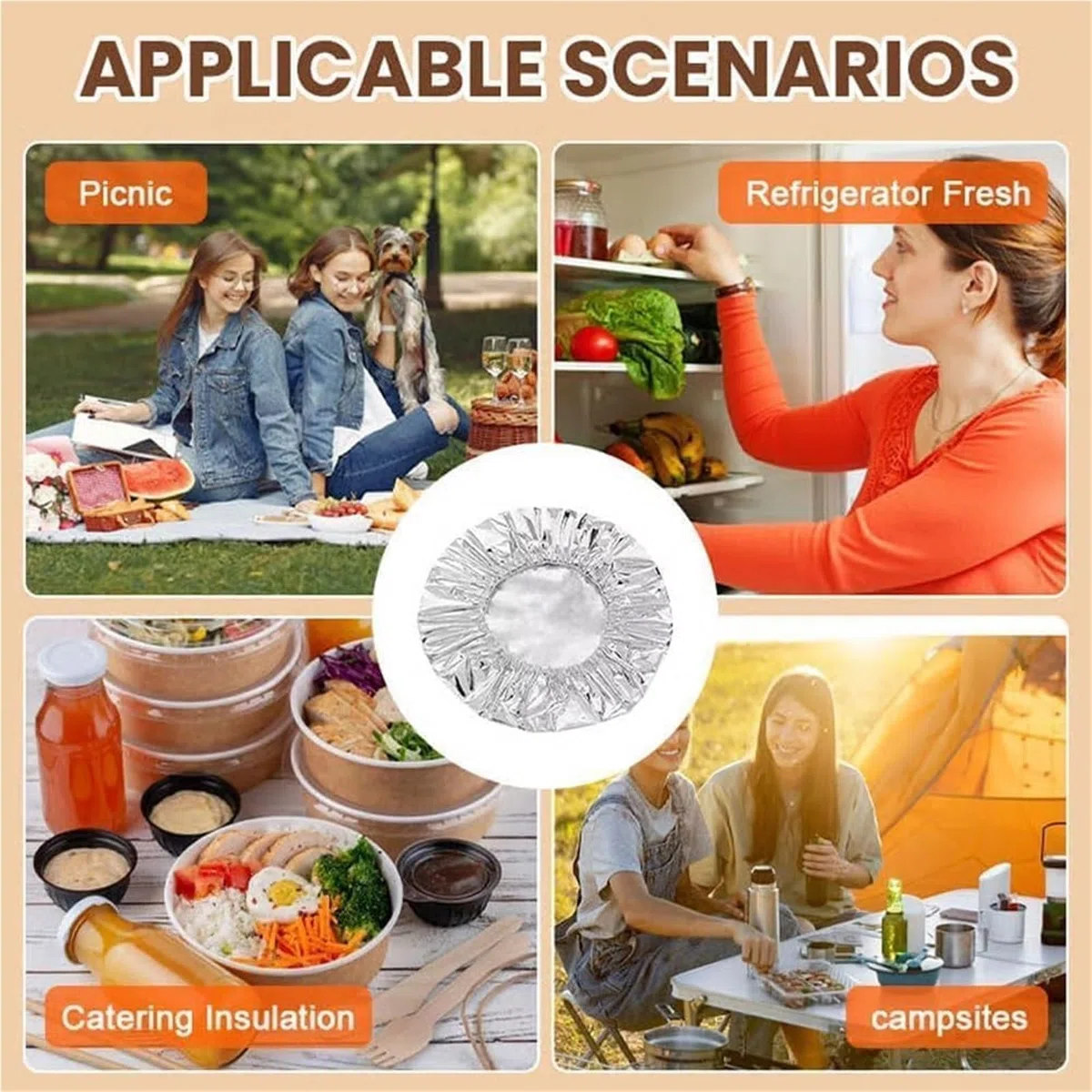 Coperchio isolante per alimenti in alluminio pop-up, coperchi riutilizzabili in alluminio con protezione termica, bordo elastico, resistente al calore, ciotole/pentole/contenitori da cucina(20PC)