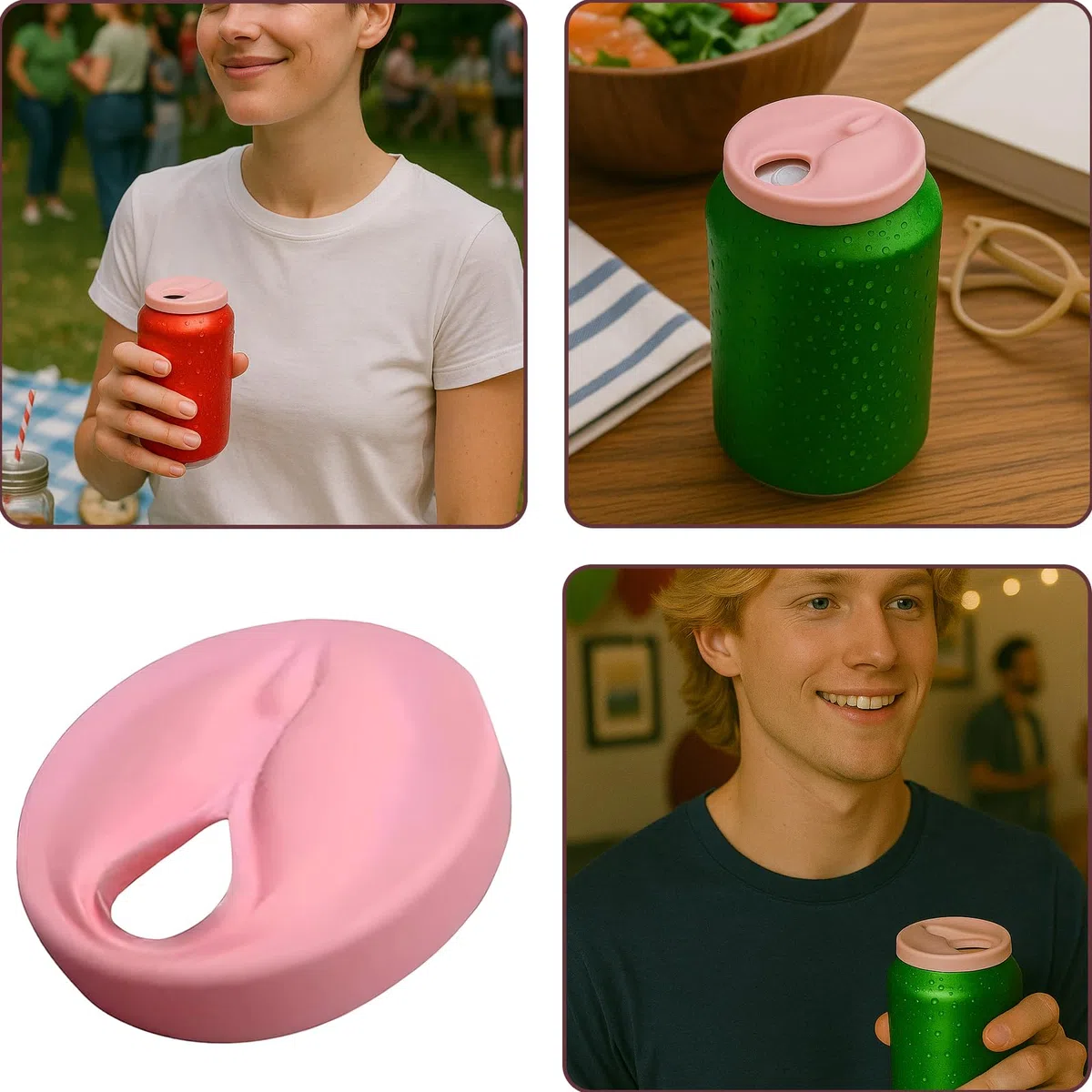 6 tappi per lattine, chiusura per addio al celibato, divertenti contenitori per bevande, coperchi in silicone per lattine, antipolvere e a prova di perdite