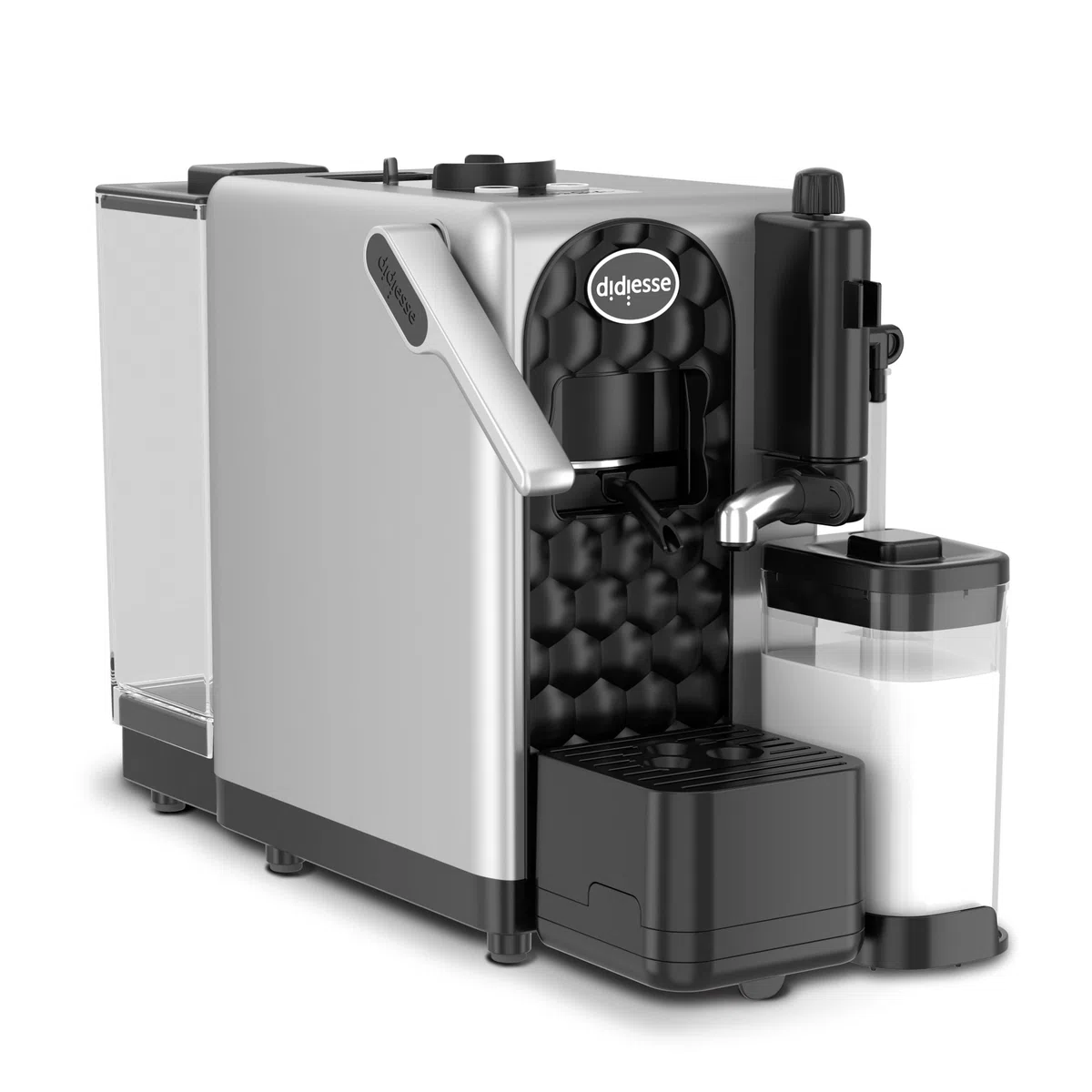 Didiesse MilkSide Macchina Caffè Espresso a Cialde e Latte Caldo, Cappuccinatore, Ampio Serbatoio Acqua da 1.3 L, Consumi 1850W, Funzione Stand-by (Colore Silver)