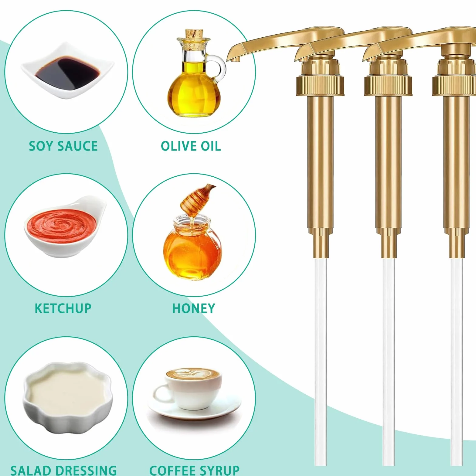 Pompa per sciroppo, erogatore per sciroppo di caffè, riutilizzabile, per porzioni di sciroppo, per bottiglie di aromi di caffè, caffè, bar, 5 pezzi