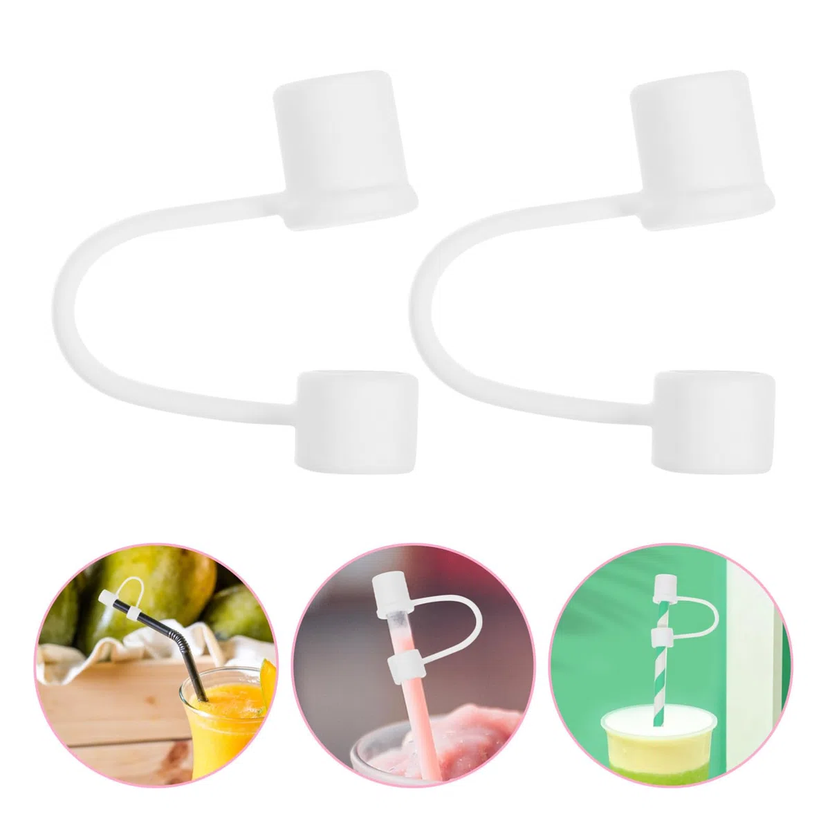Uonlytech Tappi di Silicone per Cannucce 4 Pezzi Coperture Antipolvere Pratiche e Resistenti per Bevande Riutilizzabili e Trasporto Comodo