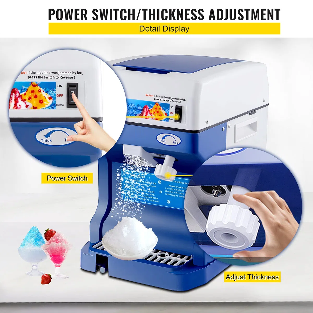 VEVOR Macchina per Ghiaccio 120kg/H da Tavolo per Granita Frappè Sorbetto Commerciale, Macchina Ghiaccio a Scaglie Bevande Dolci Fresche 250W per Bar Gelateria Ristorante Panificio