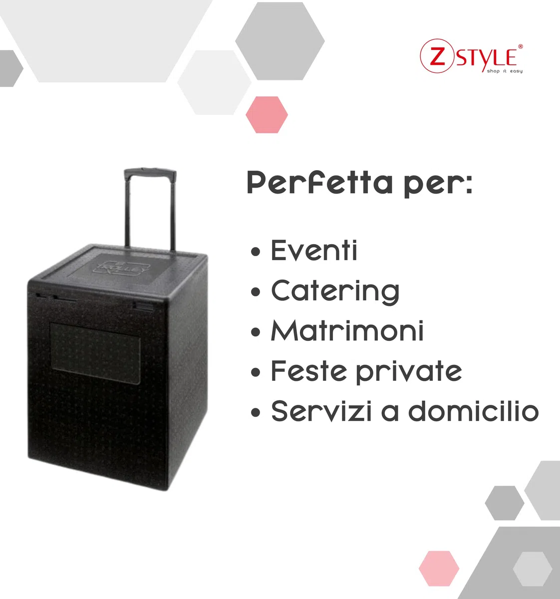 ZStyle Contenitore Termico in EPP Con Coperchio - Trolley Termico - Isolato - Box - Professionale - Isolante Per Alimenti Caldi e Freddi - Catering - Scatola Isotermica - Litri