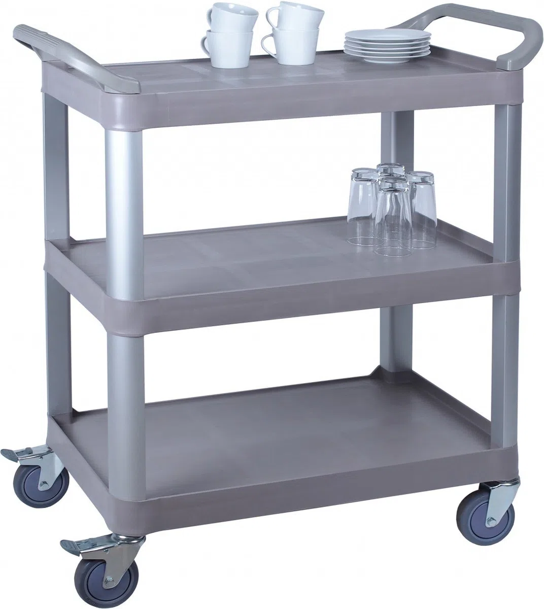 SARO ZENJA - Carrello portavivande, in plastica/metallo leggero, con 3 ripiani, portata da 100 kg, ruote con freno, da 845 x 430 x 950 mm