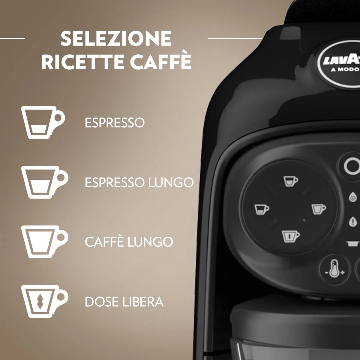 Lavazza, A Modo Mio Macchina per Caffè Deséa Black con 88 Capsule Crema e Gusto Assortite, Macchina per Espresso 1500 W, 220-240 V, 50/60 Hz, Capacità Max 10 Capsule di Caffè e 1.1 Litri d'Acqua
