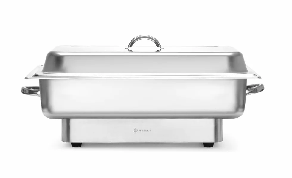 HENDI Chafing dish elettrico a bagnomaria Pollina, Scaldavivande elettrico da Buffet, GN 1/1, capacità 9L, fino a 85°C, 230V, 900W, 587x440x(H)273mm, acciaio inox